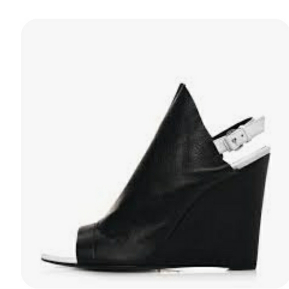 BALENCIAGAVeau Papier Wedge Sandals Black White - Picture 2 of 2